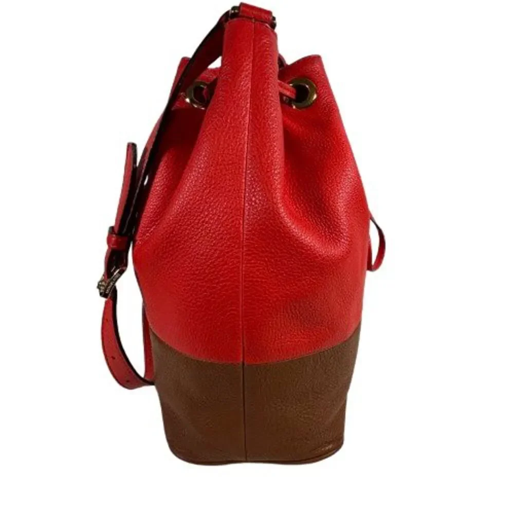 Michael Kors Jules Colorblock Mandarin Orange Leather Drawstring Shoulder Bag